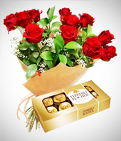 Lo Siento... - Combo Pareja Perfecta: Bouquet de 12 Rosas y Chocolates