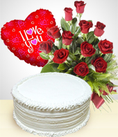 Cumpleaños - Combo Selecto: Bouquet de 12 Rosas + Torta + Globo