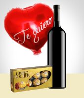 Aniversarios - Combo Terciopelo: Chocolates + Vino + Globo